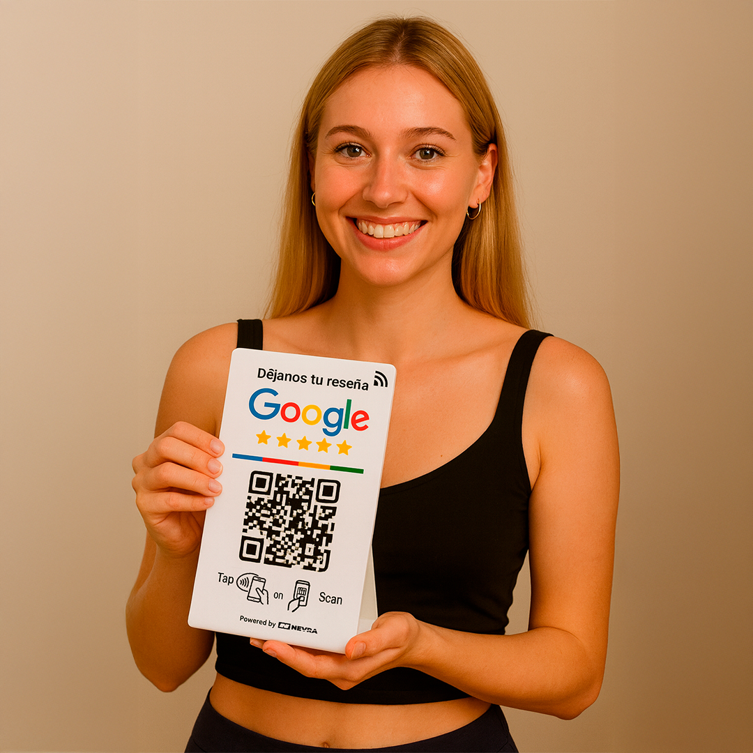 Stand NFC con QR de reseñas Google