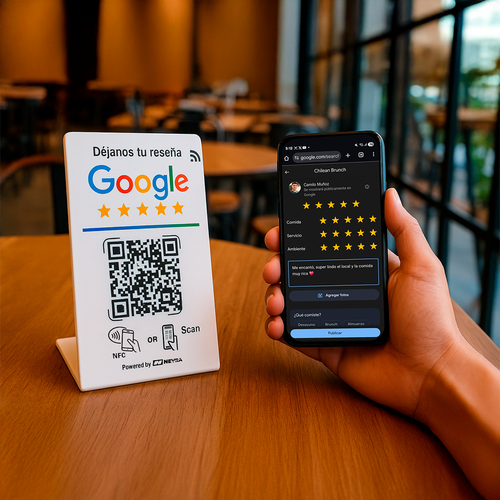 Stand NFC con QR de reseñas Google