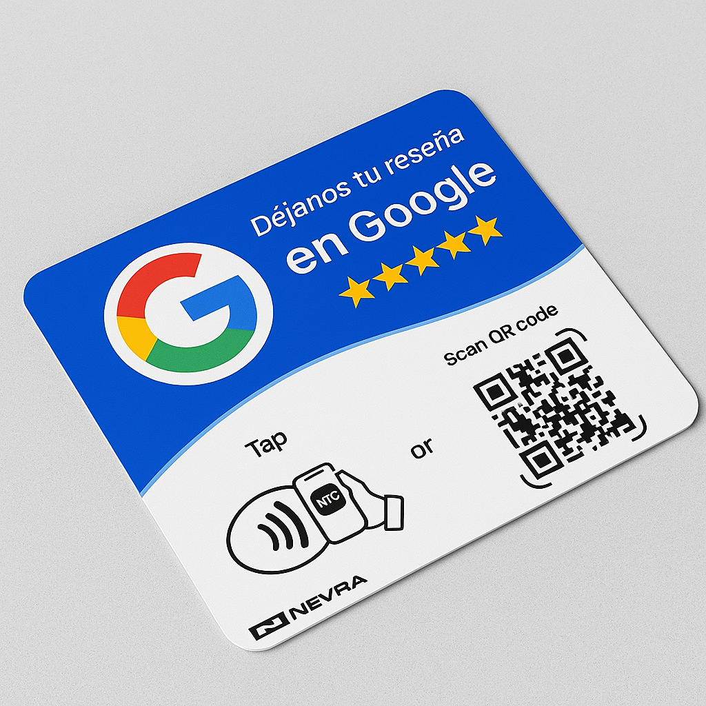 Placa NFC con QR de reseñas Google