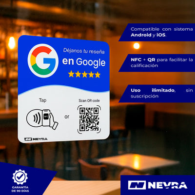 Placa NFC con QR de reseñas Google