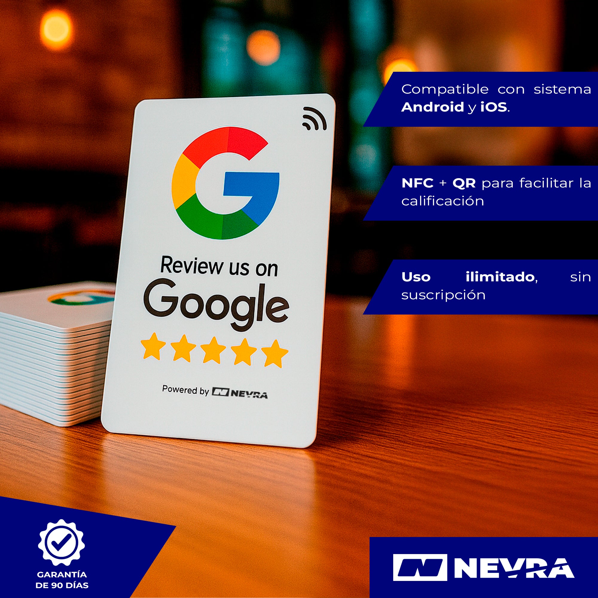Tarjeta NFC con QR para reseñas en Google