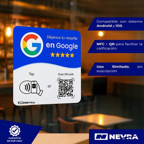 Placa NFC con QR de reseñas Google
