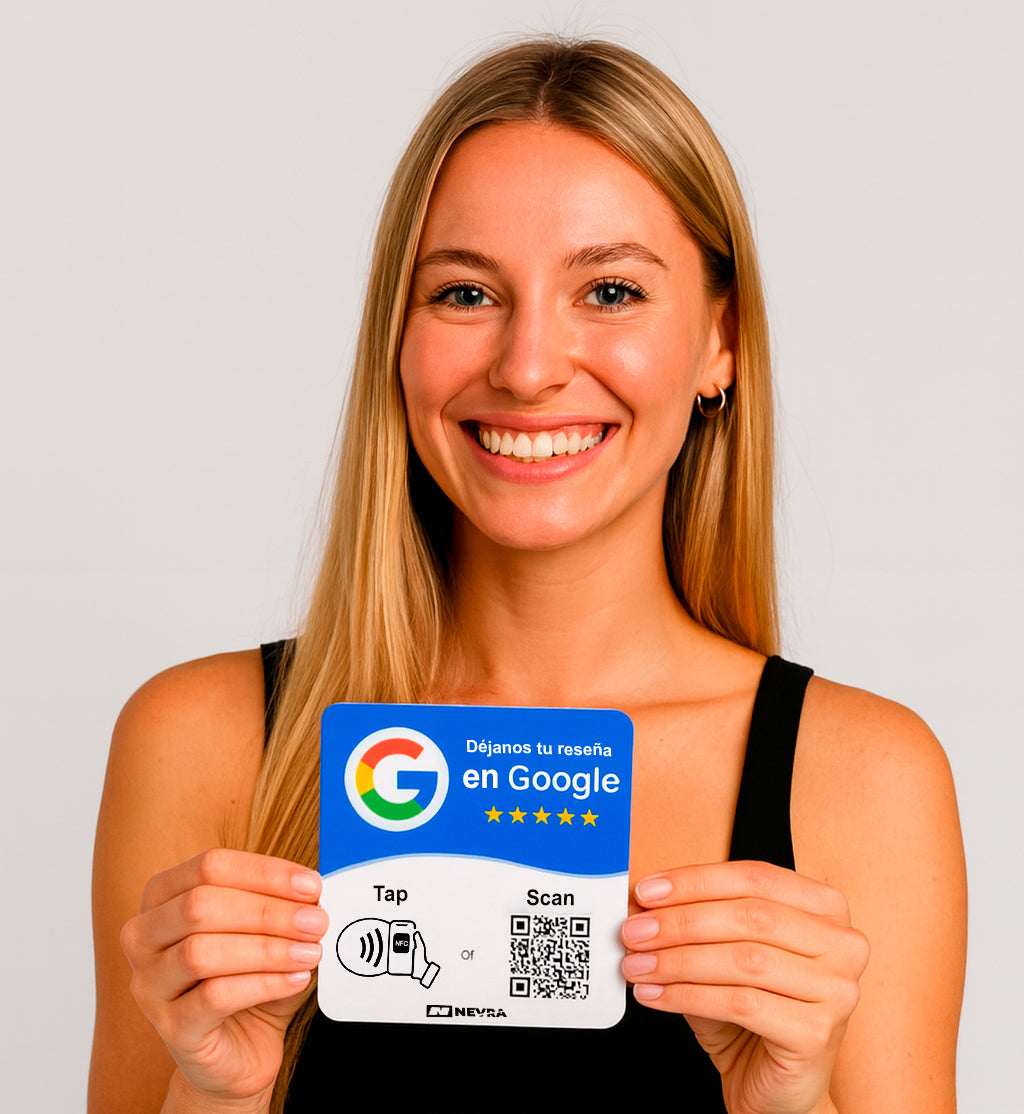 Placa NFC con QR de reseñas Google
