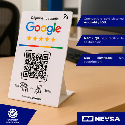 Stand NFC con QR de reseñas Google